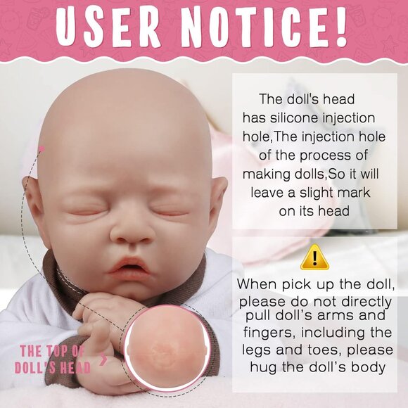 🆕 18Inch Realistic Full Body Silicone Eye Closed Baby Doll Real Baby Dolls Girl - Picture 4 of 5